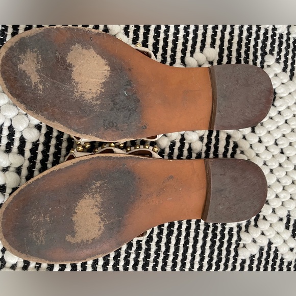 Coach Triple Strap Ballchain Leather Flat Sandals Chalk - SIZE 37.5 (US 7) - Picture 4 of 7